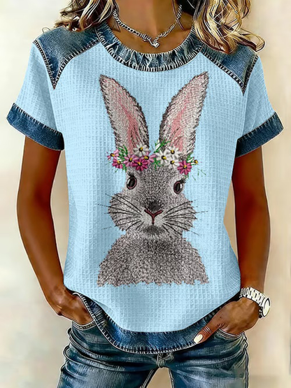 Women's Cute Rabbit Print Casual T-Shirt