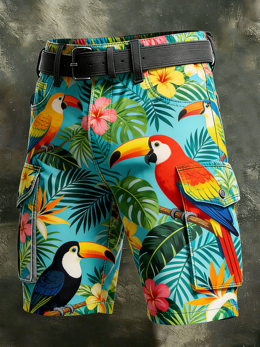 Men's Retro Vacation Business Animal Art Print Casual Shorts