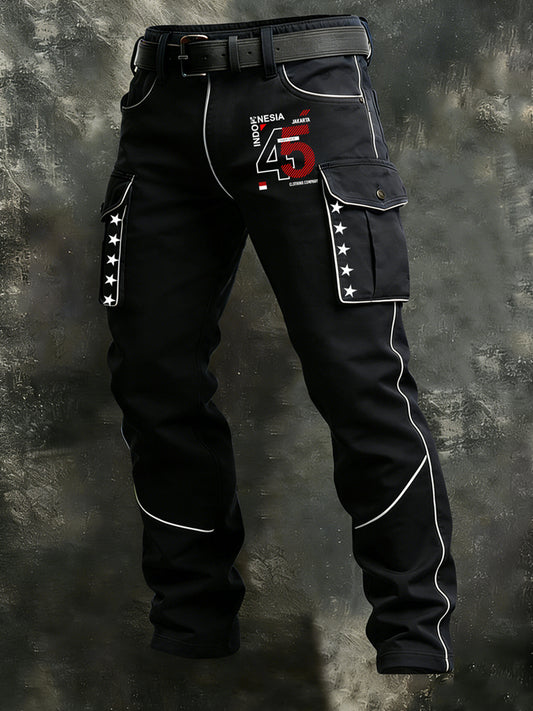 Men's Retro Vacation Business Sporty Style Art Print Casual Workwear Trousers