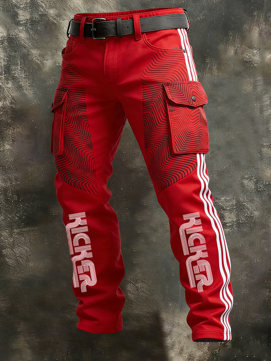 Men's Retro Vacation Business Sporty Style Art Print Casual Workwear Trousers