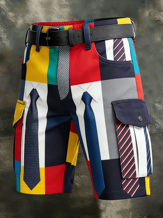 Men's Retro Vacation Business Art Print Casual Shorts