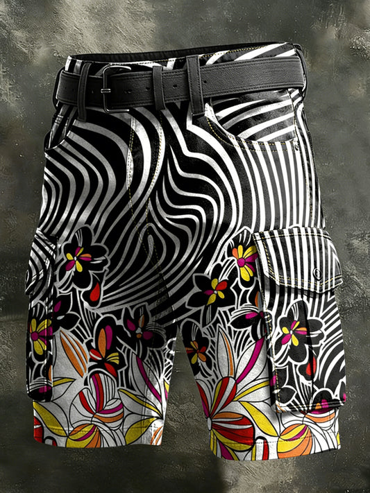 Men's Retro Vacation Business Art Print Casual Shorts