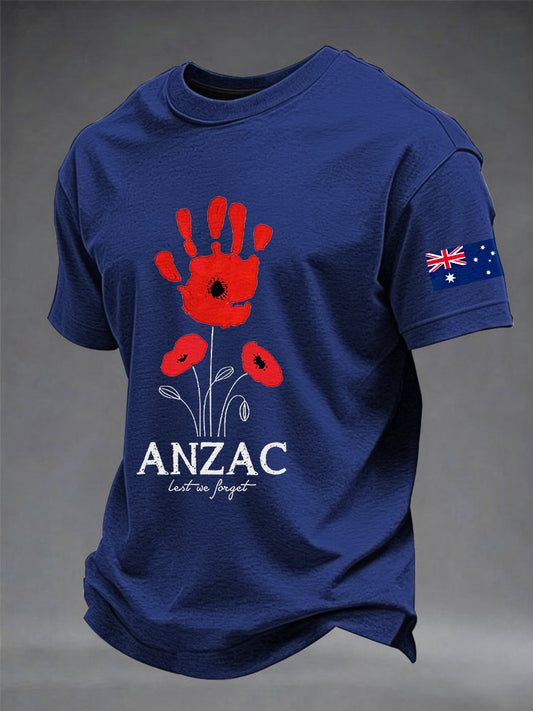 Men's Australia Anzac Day Lest We Forget Short Sleeve  T-shirt