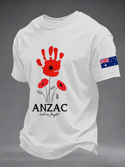 Men's Australia Anzac Day Lest We Forget Short Sleeve  T-shirt