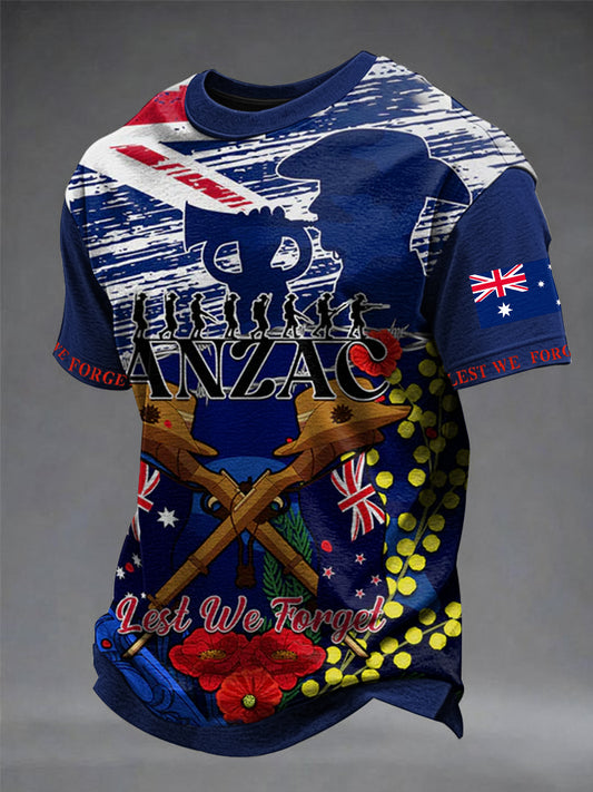 Men's Australia Anzac Day Lest We Forget Short Sleeve T-shirt