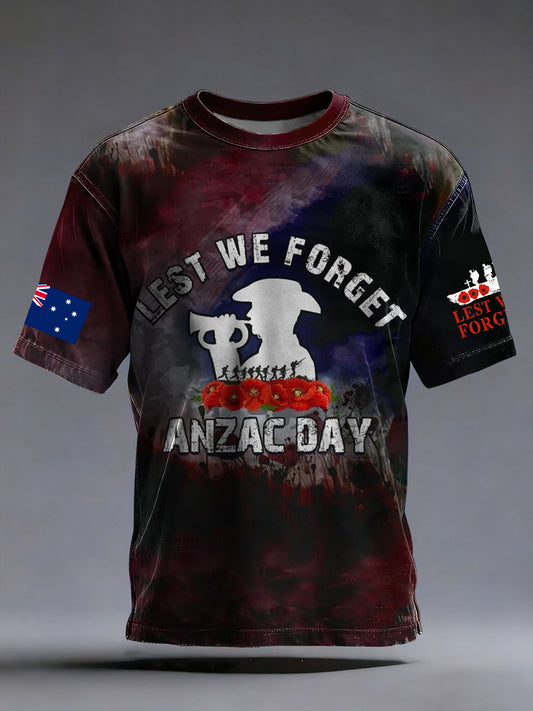 Men's Australia Anzac Day Lest We Forget Short Sleeve T-shirt