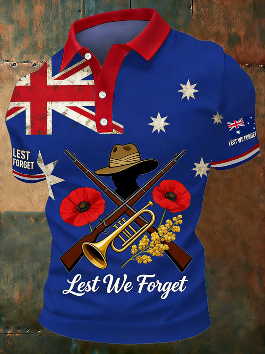 Men's  Australia Anzac Day Lest We Forget  Short Sleeve Top