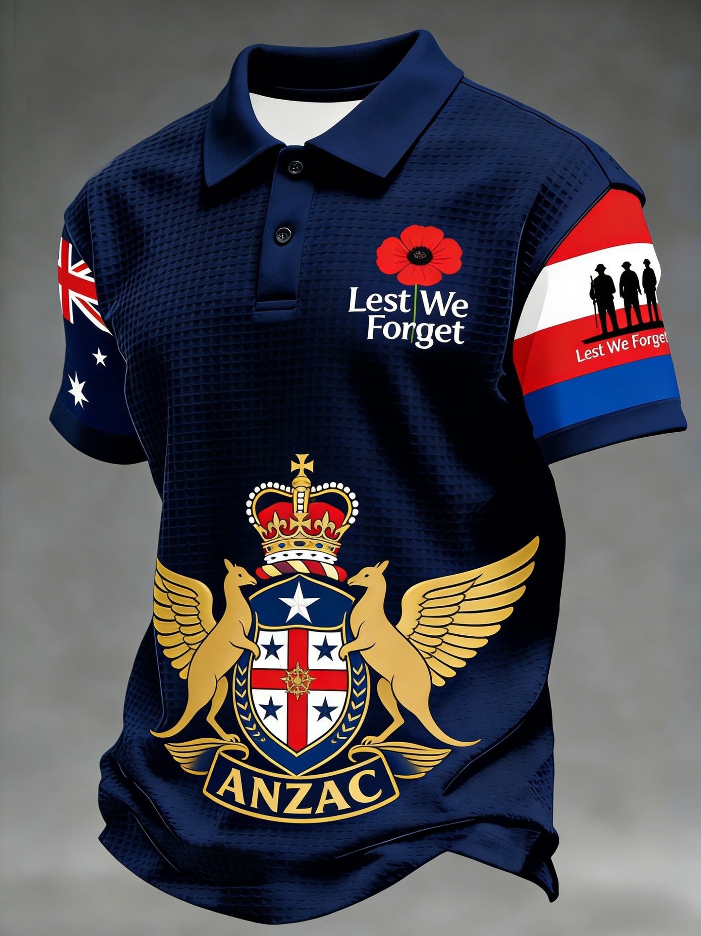 Men's  Australia Anzac Day Lest We Forget  Short-Sleeve Waffle T-Shirt