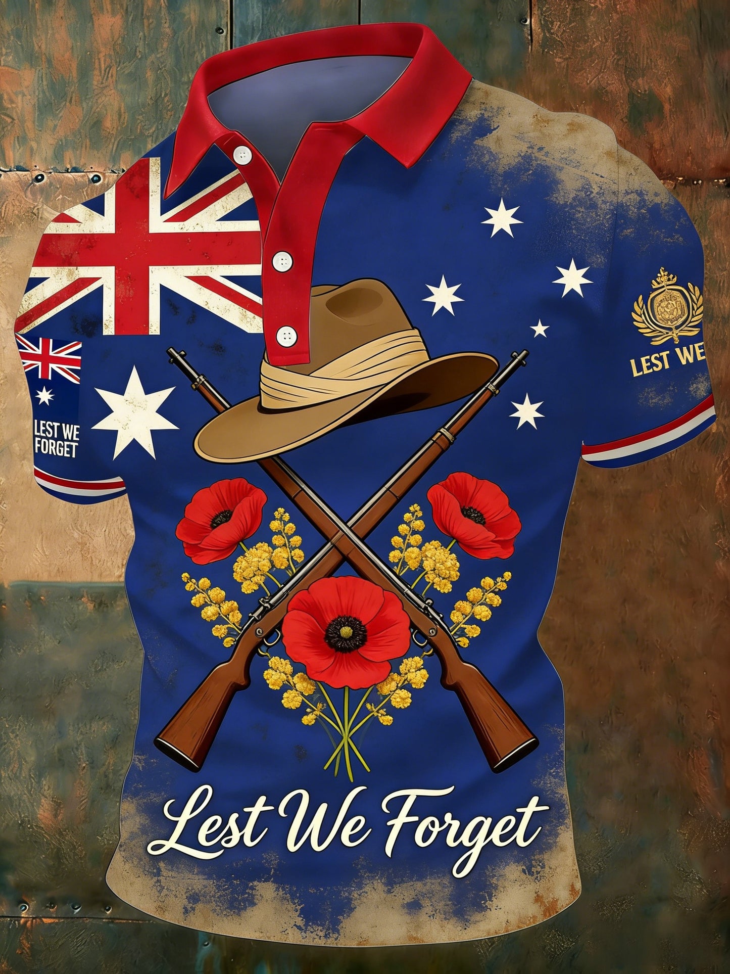Men's  Australia Anzac Day Lest We Forget  Short Sleeve Top