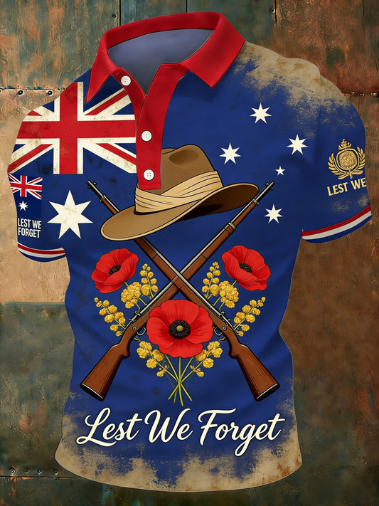 Men's  Australia Anzac Day Lest We Forget  Short Sleeve Top