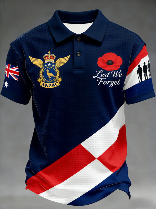 Men's  Australia Anzac Day Lest We Forget  Short-Sleeve Waffle T-Shirt