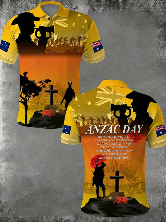 Men's  Australia Anzac Day Lest We Forget Short Sleeve Top