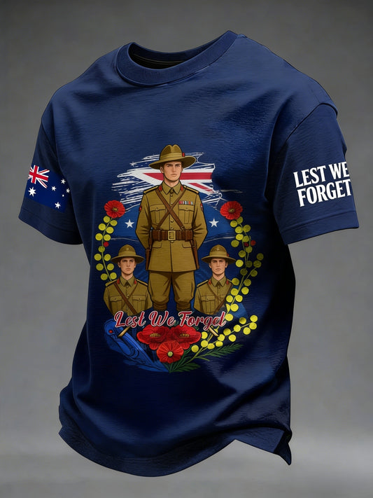Men's  Australia Anzac Day Lest We Forget Short Sleeve Top