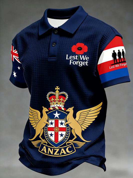 Men's  Australia Anzac Day Lest We Forget Waffle Short Sleeve Top