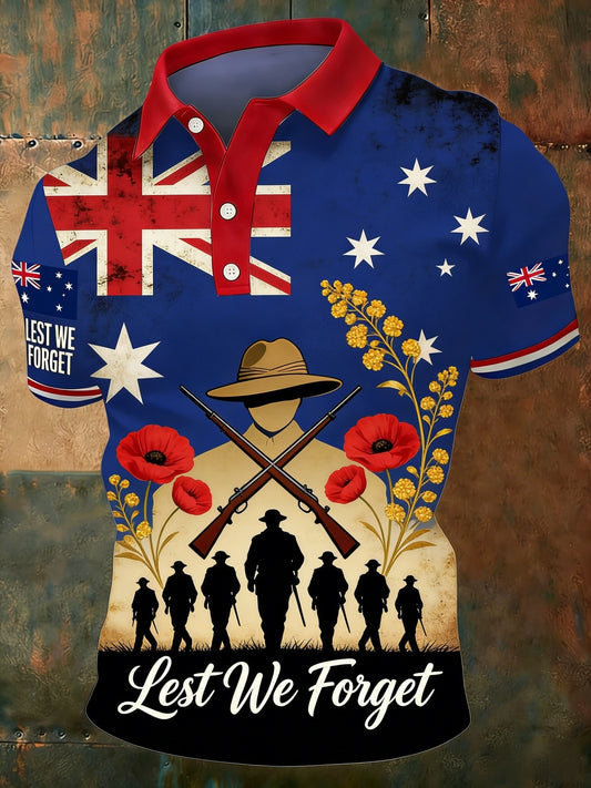 Men's  Australia Anzac Day Lest We Forget Short Sleeve Top