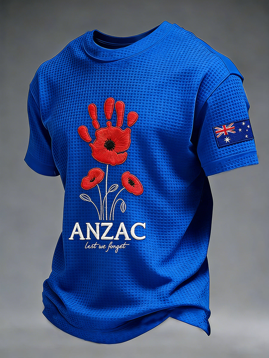 Men's Australia Anzac Day Lest We Forget Waffle Short Sleeve T-shirt