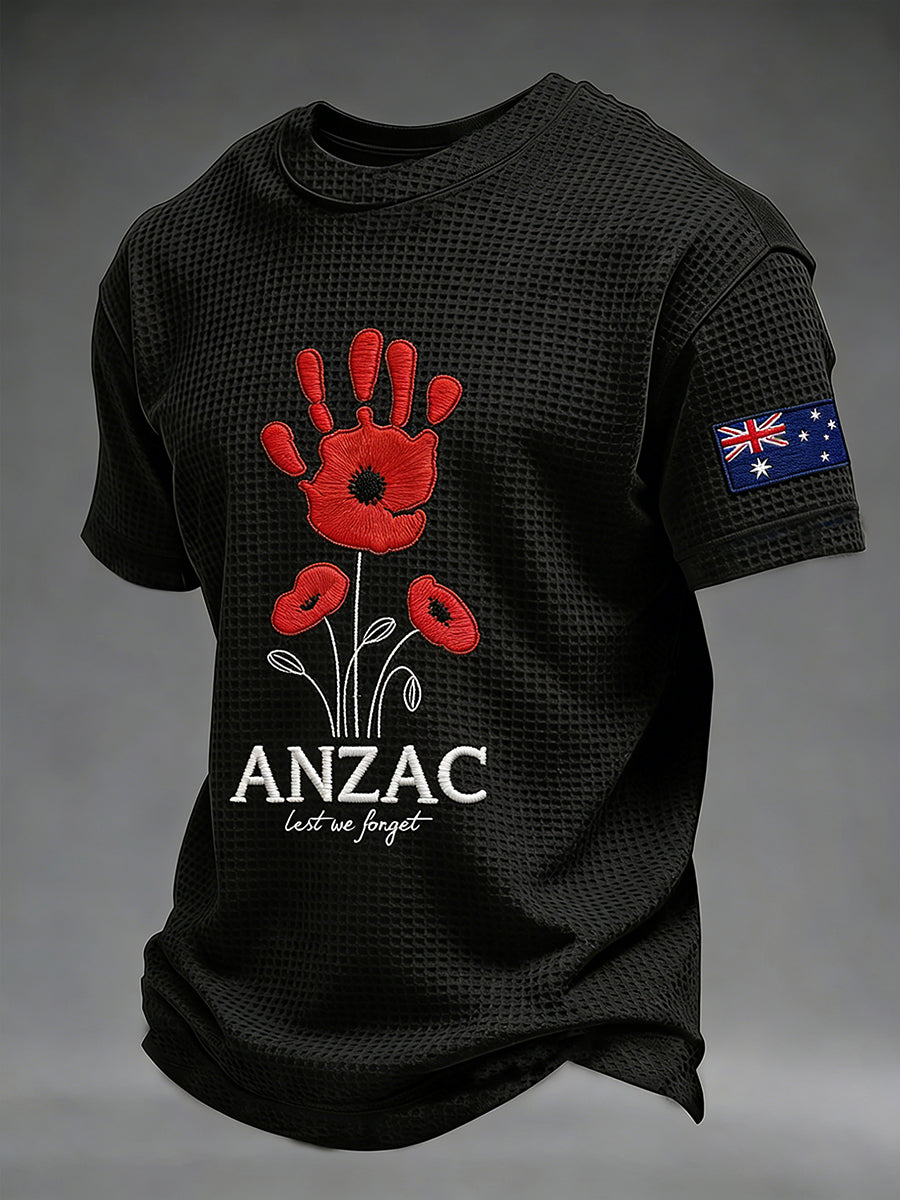 Men's Australia Anzac Day Lest We Forget Waffle Short Sleeve T-shirt