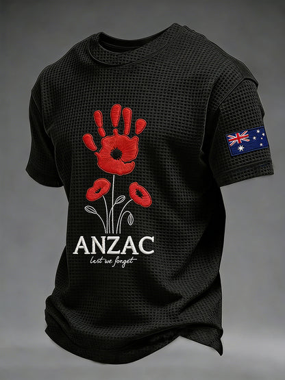 Men's Australia Anzac Day Lest We Forget Waffle Short Sleeve T-shirt