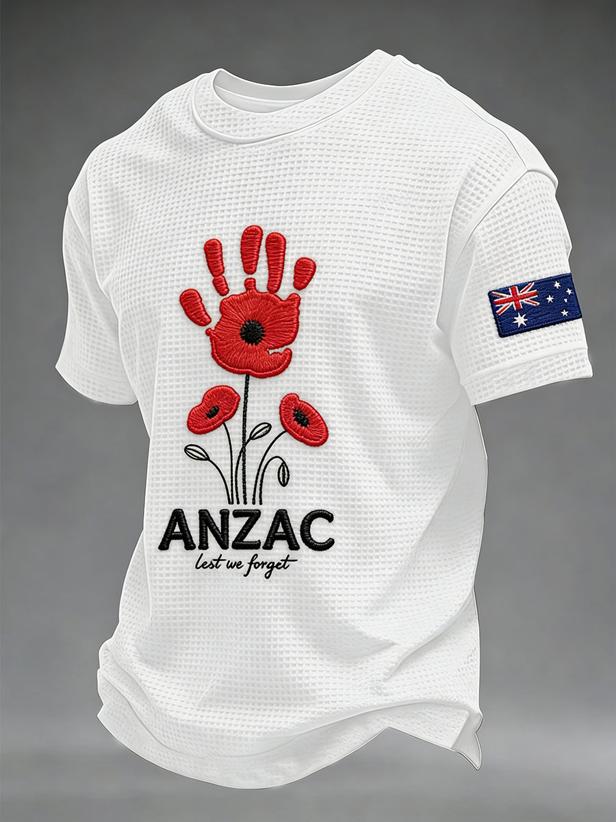 Men's Australia Anzac Day Lest We Forget Waffle Short Sleeve T-shirt