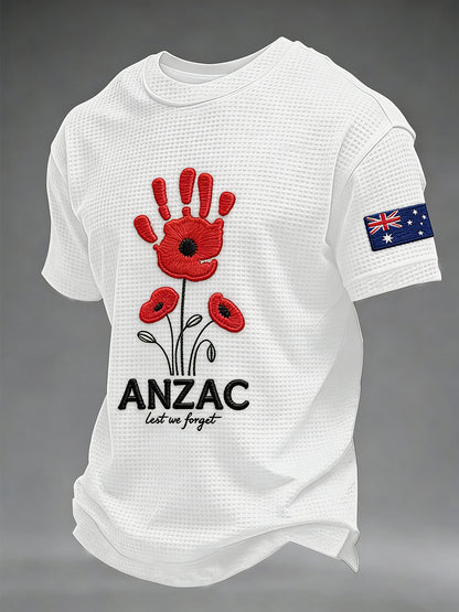 Men's Australia Anzac Day Lest We Forget Waffle Short Sleeve T-shirt