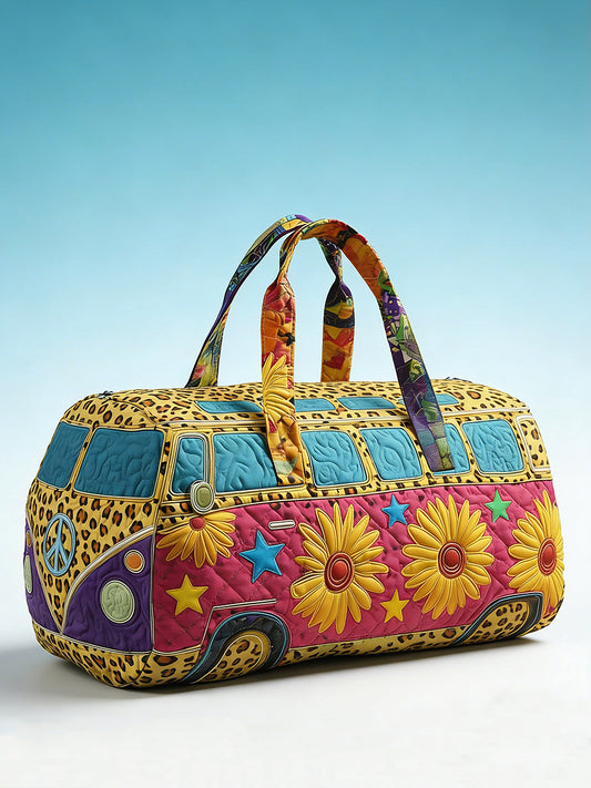 Hippie Art Printed Quilted Travel Bag