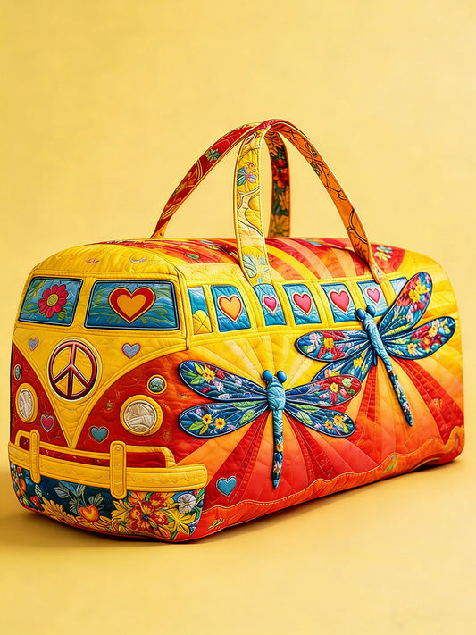 Hippie Art Printed Quilted Travel Bag