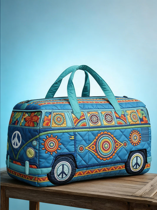 Hippie Art Printed Quilted Travel Bag