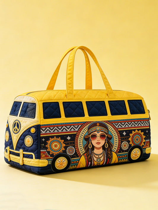 Hippie Art Printed Quilted Travel Bag