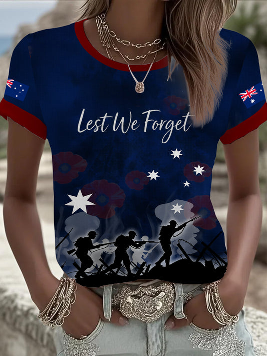 Women's Australia Anzac Day Lest We Forget Short Sleeve T-shirt