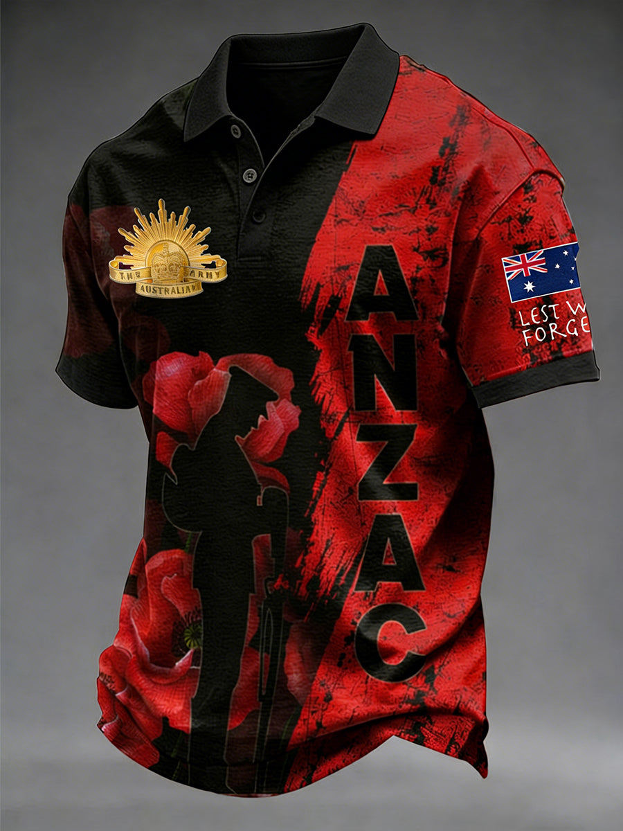 Men's Australia Anzac Day Lest We Forget Short Sleeve Top