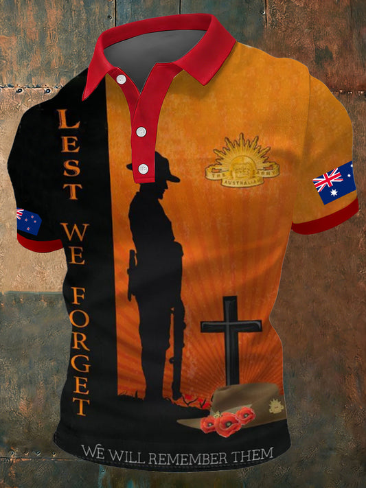 Men's Australia Anzac Day Lest We Forget Short Sleeve Top