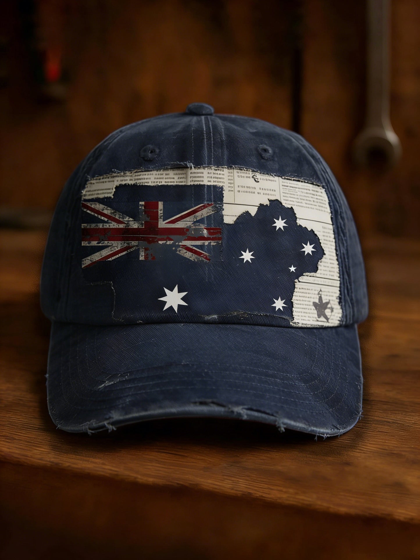 Retro Australian Flag Emblem Washed Cap