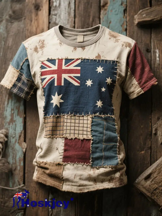 Unisex AU Flag Art Printed T-shirt As picture / S