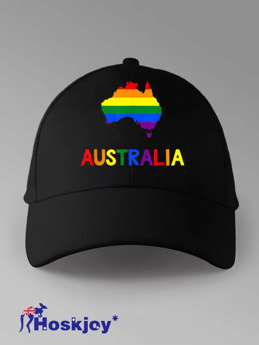 Unisex AU LBGT Pride Printed Hat Black / ONE