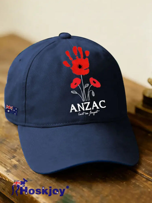 Unisex Australia Anzac Day Lest We Forget Print Hat Navy Blue / ONE