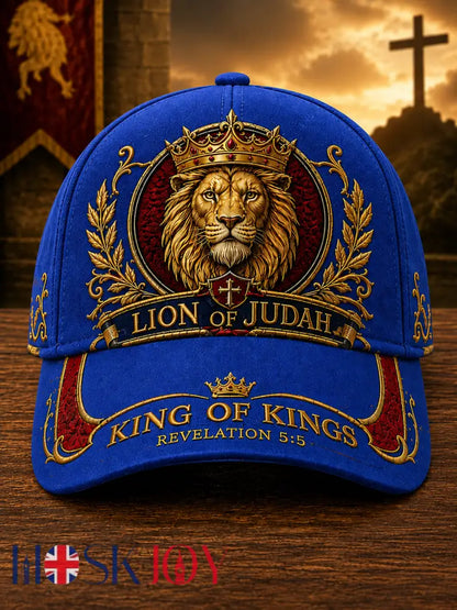 Unisex Christian Lion of Judah Art Print Hat - Blue / ONE