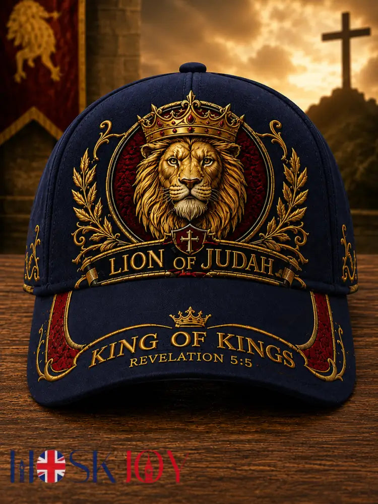 Unisex Christian Lion of Judah Art Print Hat - Navy Blue / ONE