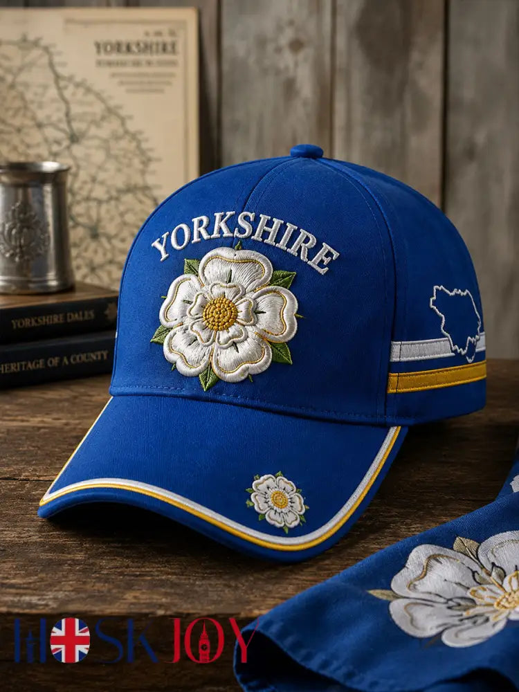 Unisex England Yorkshire Day White Roses Art Printed Hat - Blue / ONE