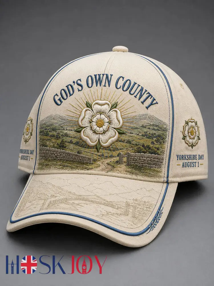 Unisex England Yorkshire Day White Roses Art Printed Hat - Creamy-White / ONE