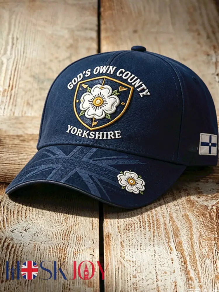 Unisex England Yorkshire Day White Roses Art Printed Hat - Deep Blue / ONE