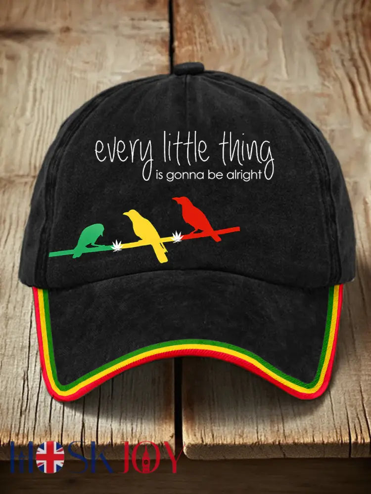 Unisex Every Little Thing Is Gonna Be Alright Print Hat - Black / ONE