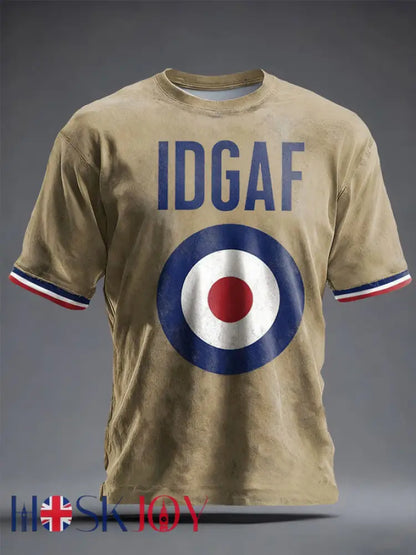 Unisex Funny IDGAF Mods Music Lover Printed T-shirt - Khaki / S