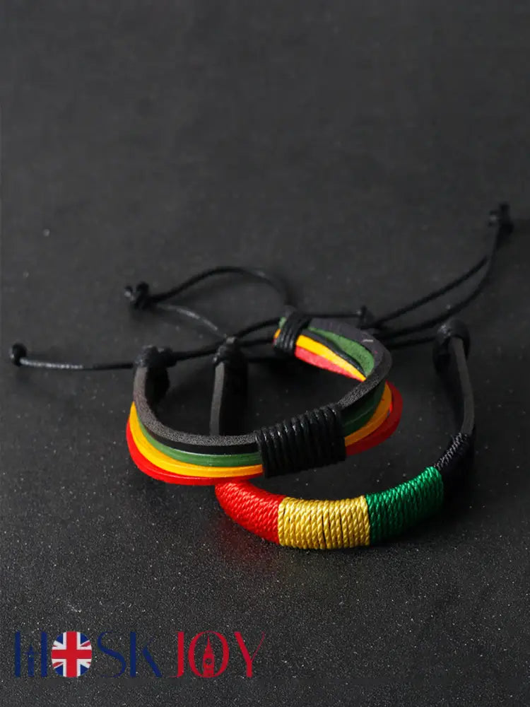 Unisex Jamaican Reggae Leather Braided Bracelet