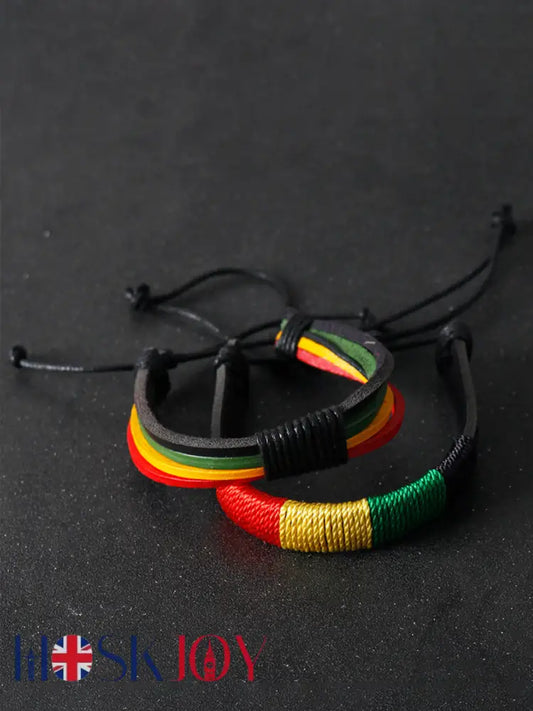Unisex Jamaican Reggae Leather Braided Bracelet