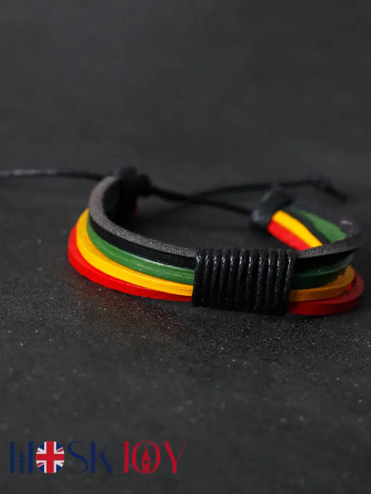 Unisex Jamaican Reggae Leather Braided Bracelet - Picture 1 / ONE