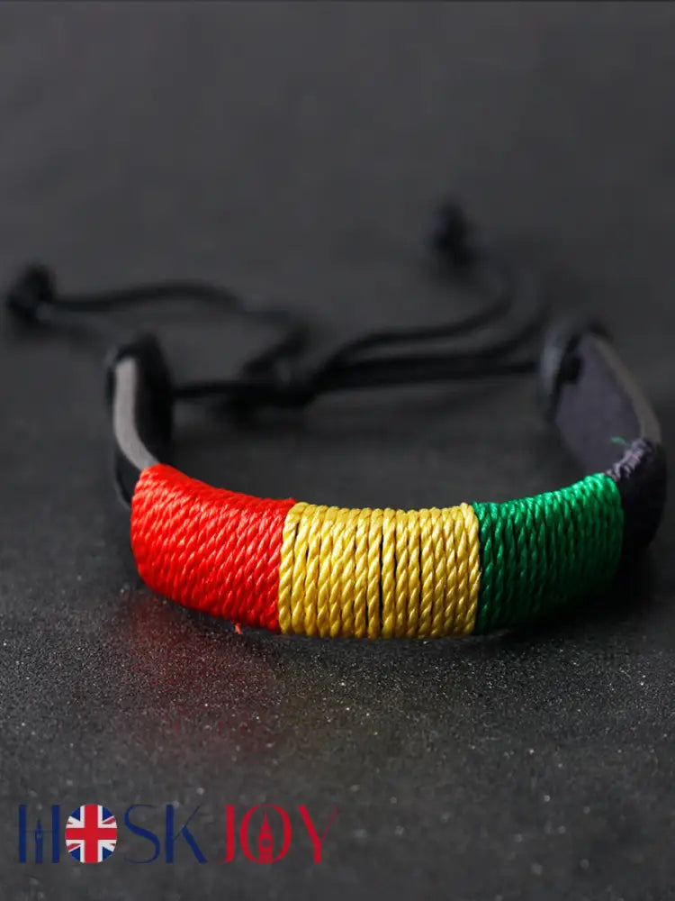 Unisex Jamaican Reggae Leather Braided Bracelet - Picture 2 / ONE