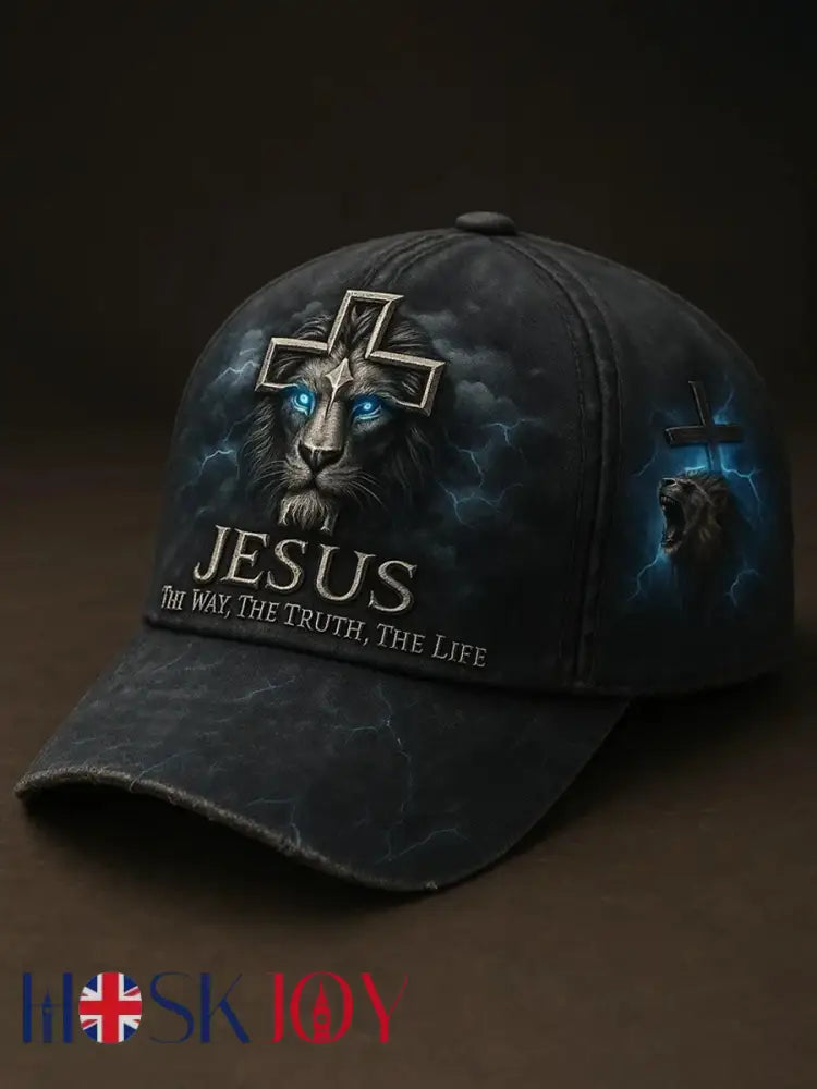 Unisex Jesus The Way The Truth The Life Lion Print Hat - Black / ONE