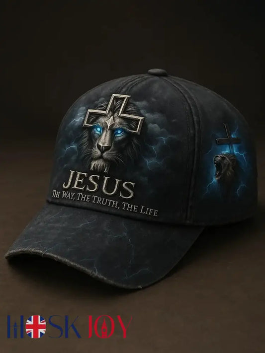 Unisex Jesus The Way The Truth The Life Lion Print Hat - Black / ONE