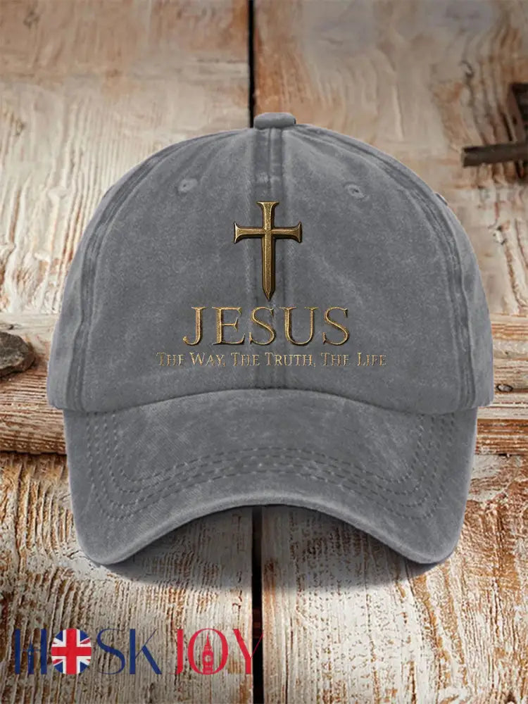 Unisex Jesus The Way The Truth The LifeCross Faith Print Hat - Gray / ONE