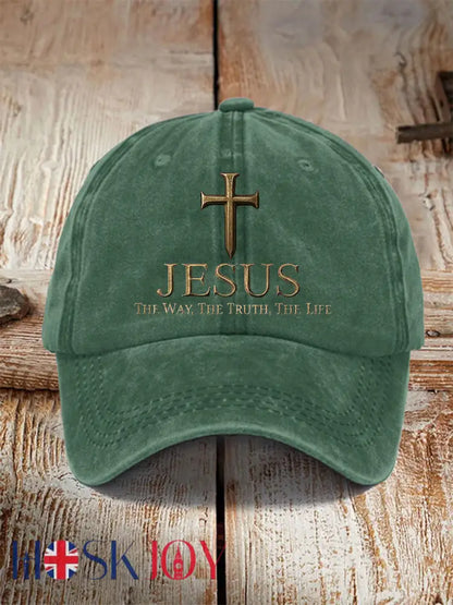 Unisex Jesus The Way The Truth The LifeCross Faith Print Hat - Green / ONE